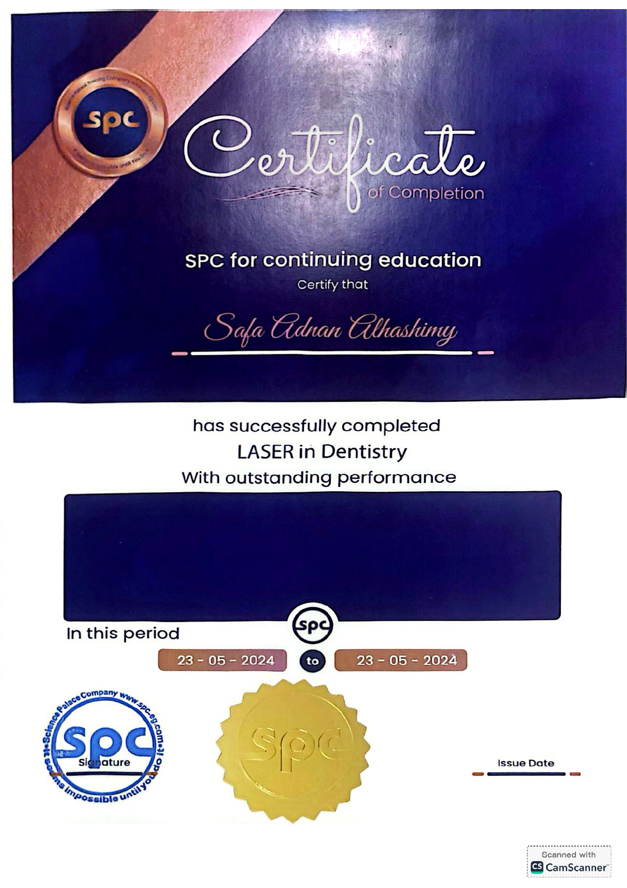 SPC for continuing education Certificate